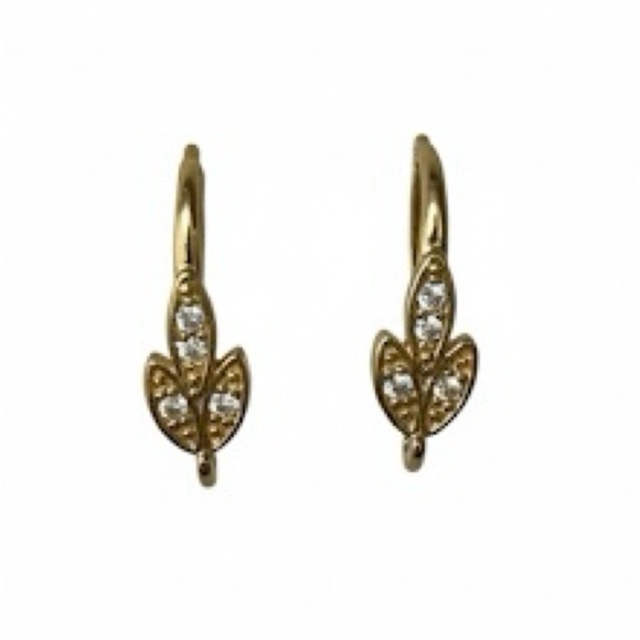 18k Gold Plated Cubic Zirconia Leaf Dangle
Earrings - Picture 2 of 7